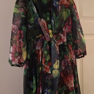 Dalia MacPhee Floral Sheer Dress